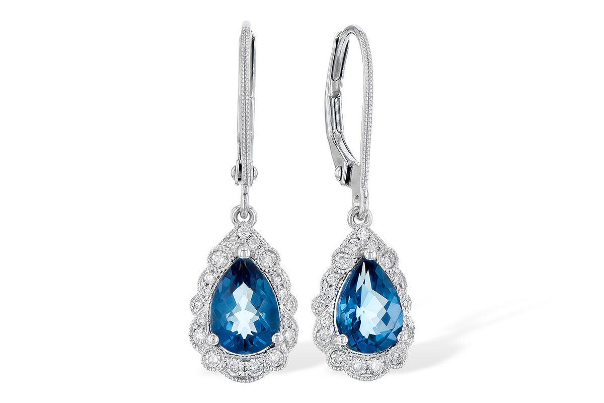 Blue Topaz Diamond Drop Earrings