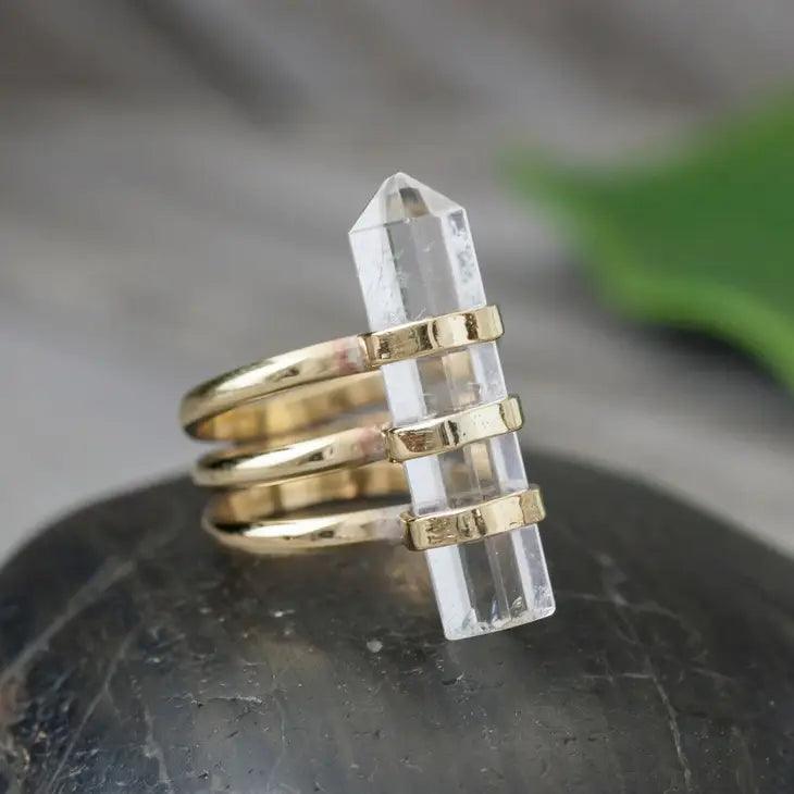 Brass Ring Featuring A Crystal Quartz Point