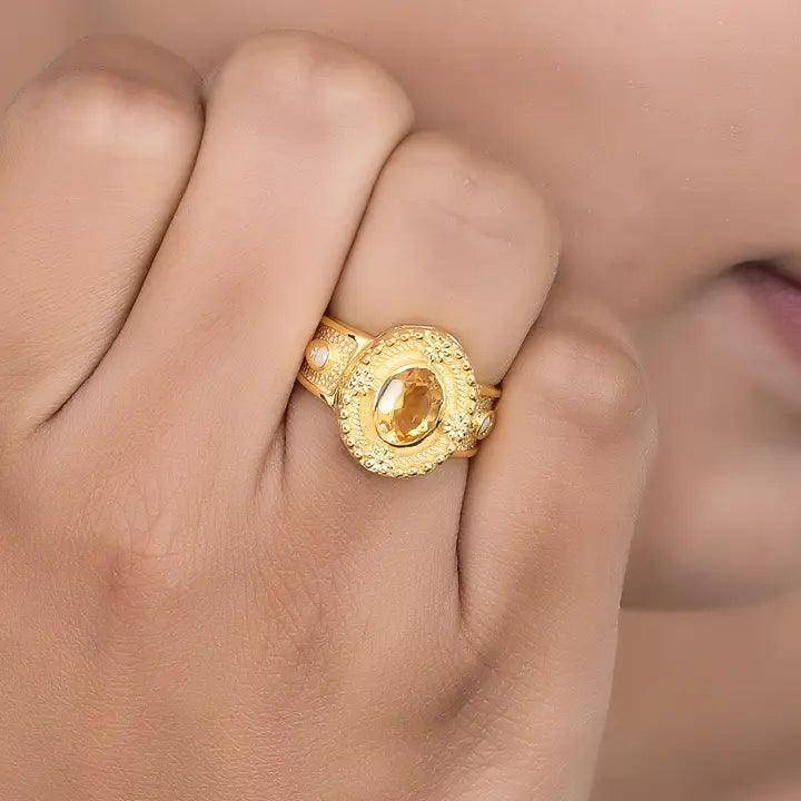 Citrine Pearl Ring