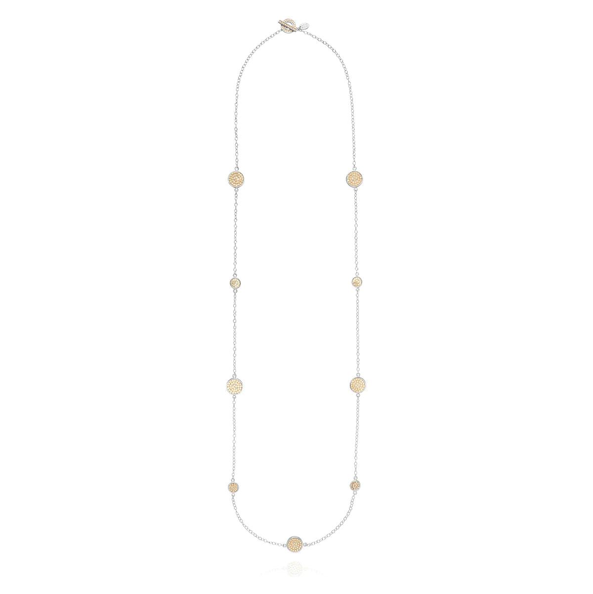 Classic Long Multi-Disc Station Necklace - Gold & Silver