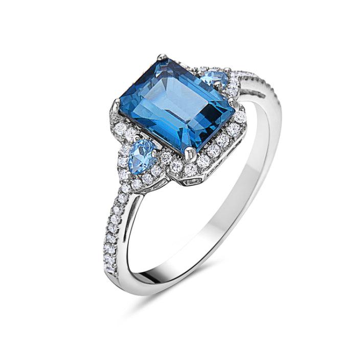 Diamond and Blue Topaz Ring