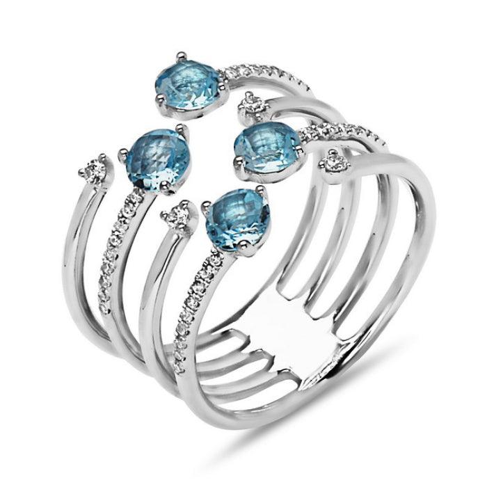 Diamond & Blue Topaz Stack Ring