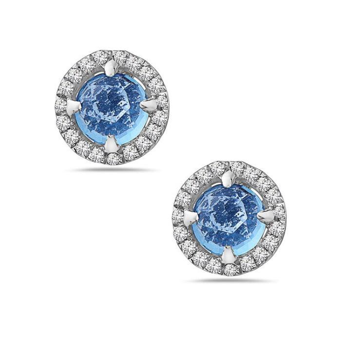 Diamond & Blue Topaz Stud Earrings - Water Street Jewelers