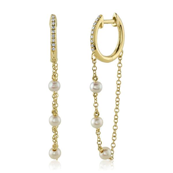 Diamond & Cultured Pearl Huggie Earrings