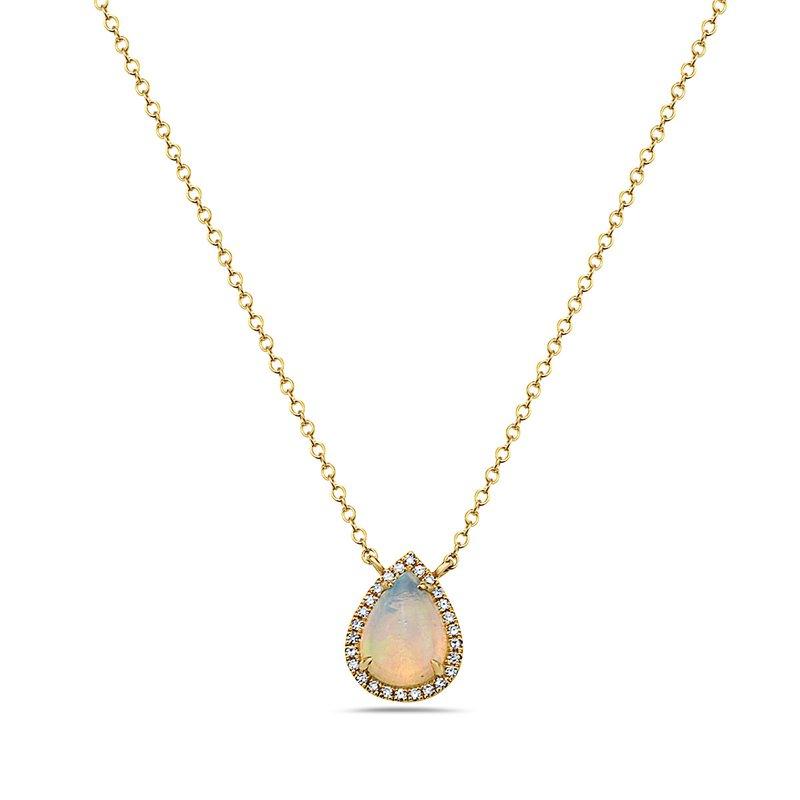 Diamond and Opal Teardrop Necklace
