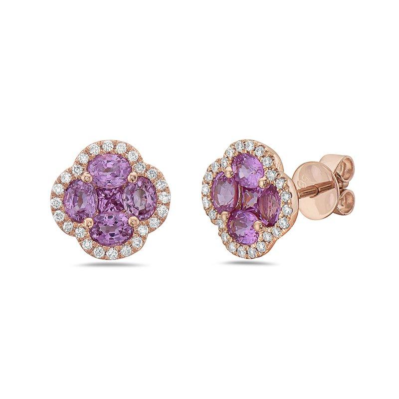 Diamond and Pink Sapphire Stud Earrings
