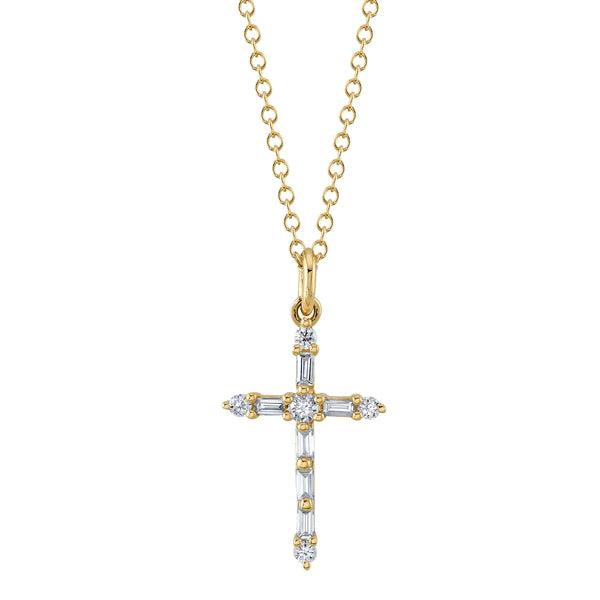 Diamond Baguette Cross Necklace - Water Street Jewelers