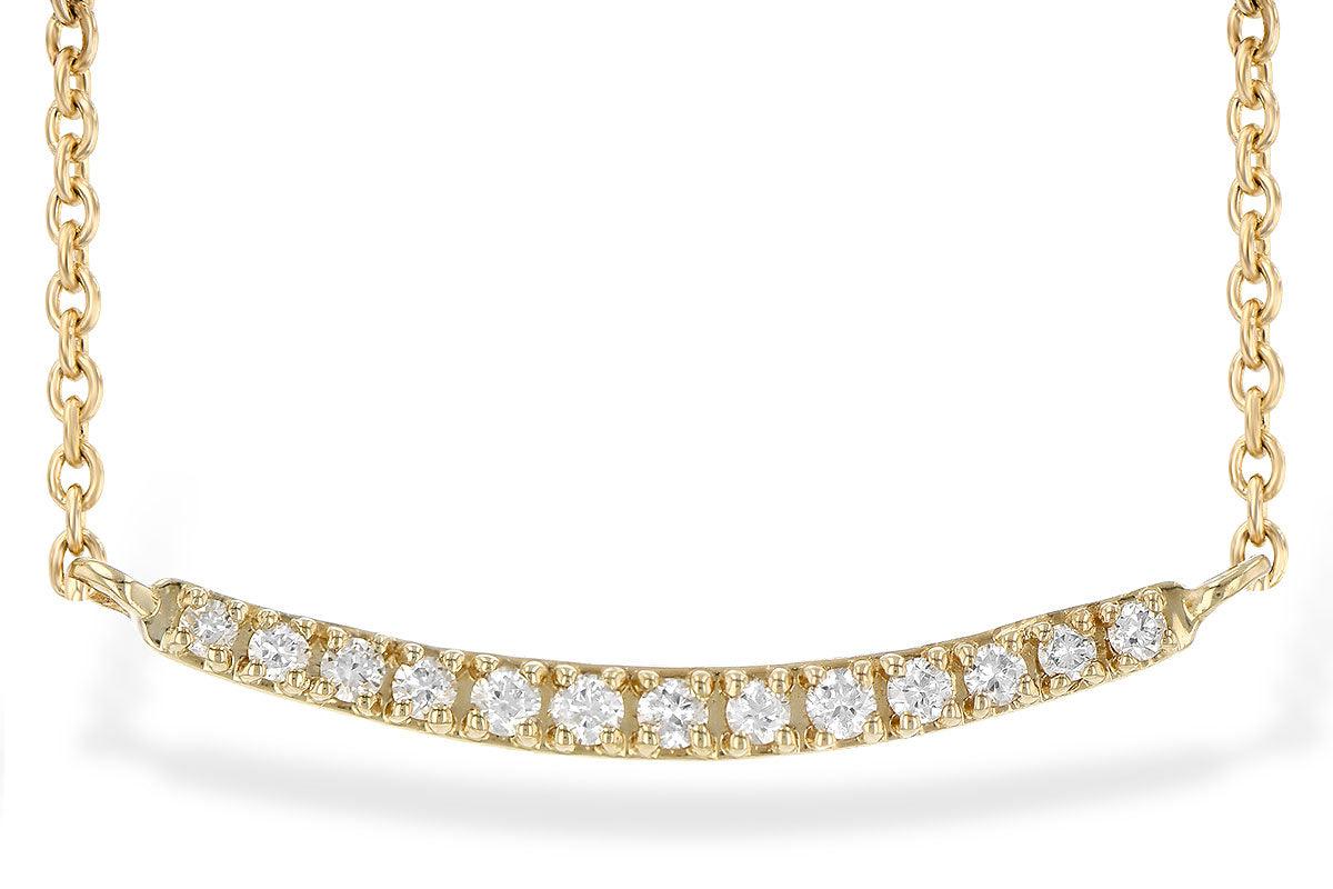 Diamond Bar Pendant Necklace Yellow Gold