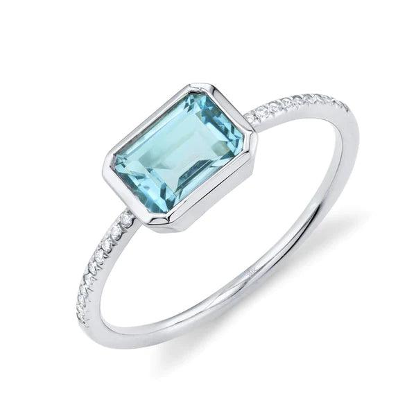 Diamond Blue Topaz Ring 