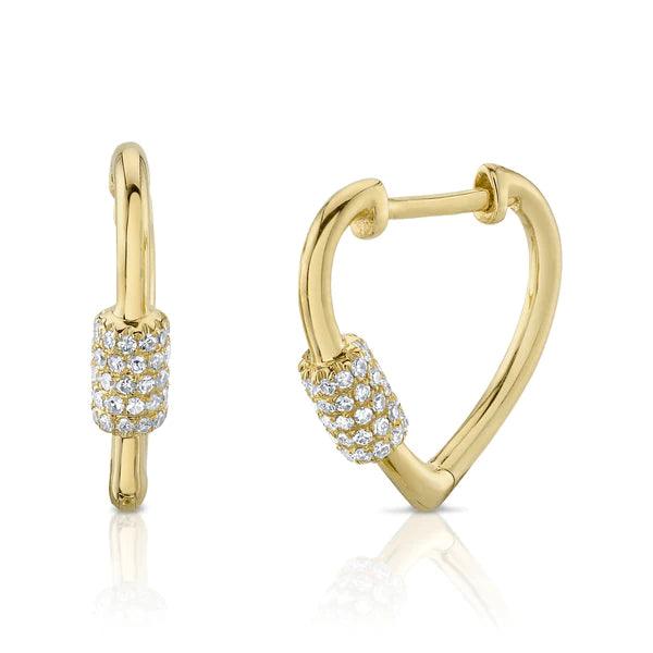 Diamond Heart Huggie Earrings