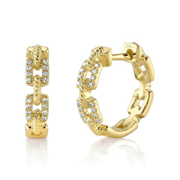 Diamond Link Huggie Earrings