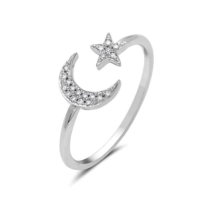 Diamond Moon & Star Ring