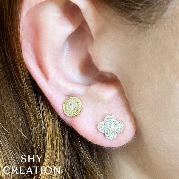 Diamond Pave Clover Earrings