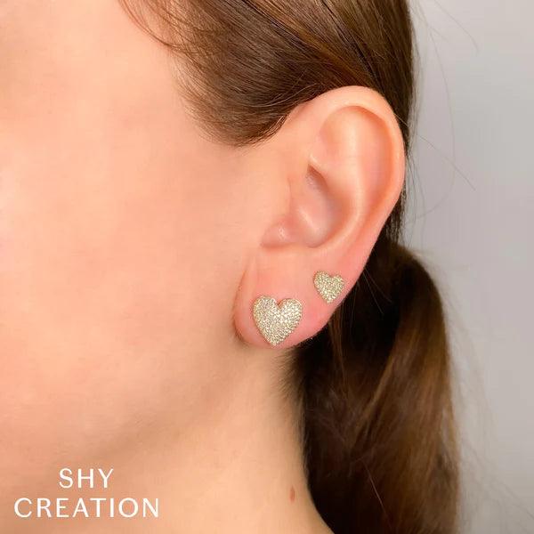 Diamond Pave Heart Earrings