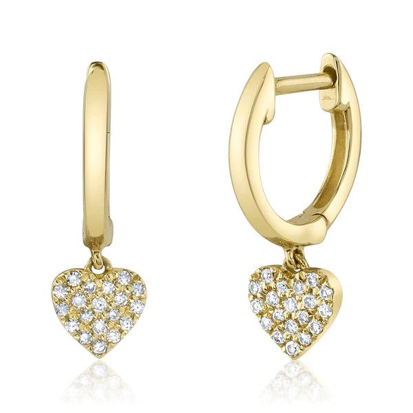 Diamond Pave Heart Huggie Earrings