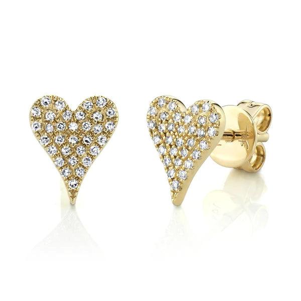 Diamond Pave Heart Stud Earrings