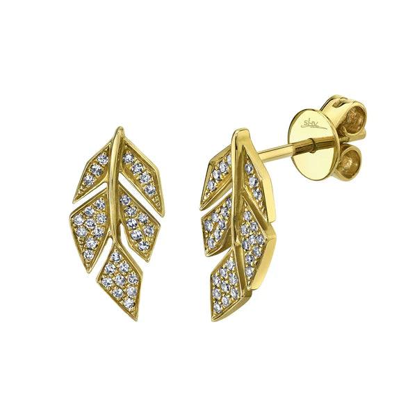 Diamond Pave Leaf Earrings