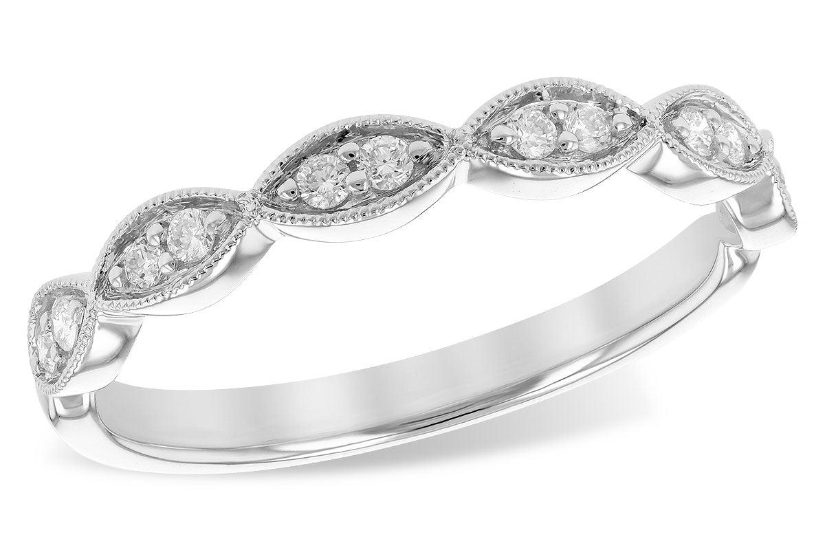 Diamond Scalloped White Gold Ring - Water Street Jewelers