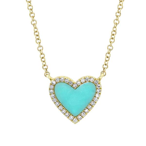  Diamond Turquoise Heart Necklace