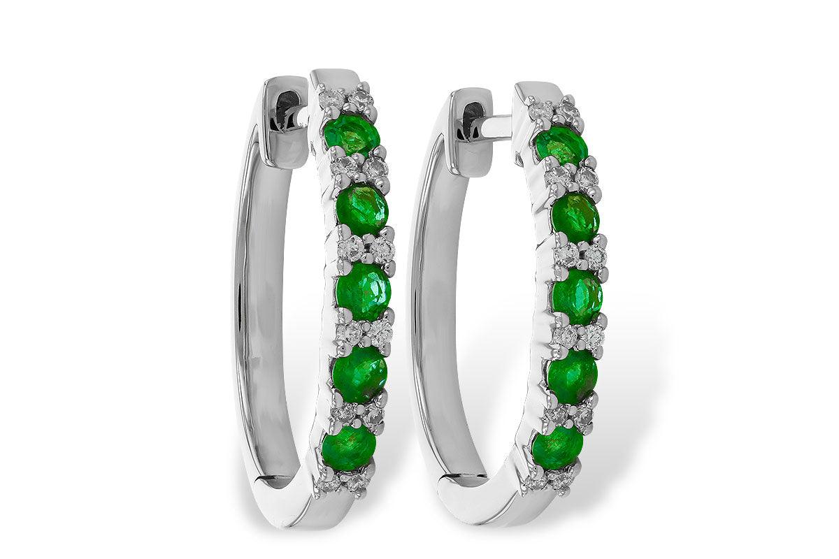 Emerald Hoop Earrings