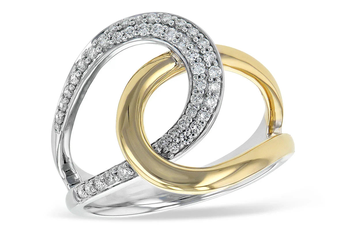diamond gold linked ring on a white background