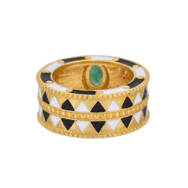 Emerald Enameled Ring