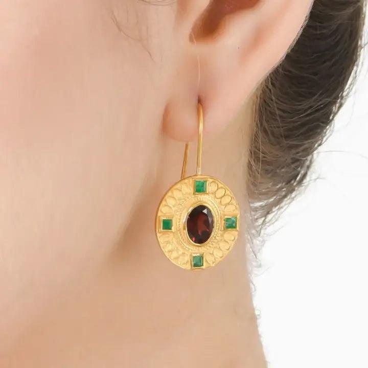 Emerald Garnet Earring