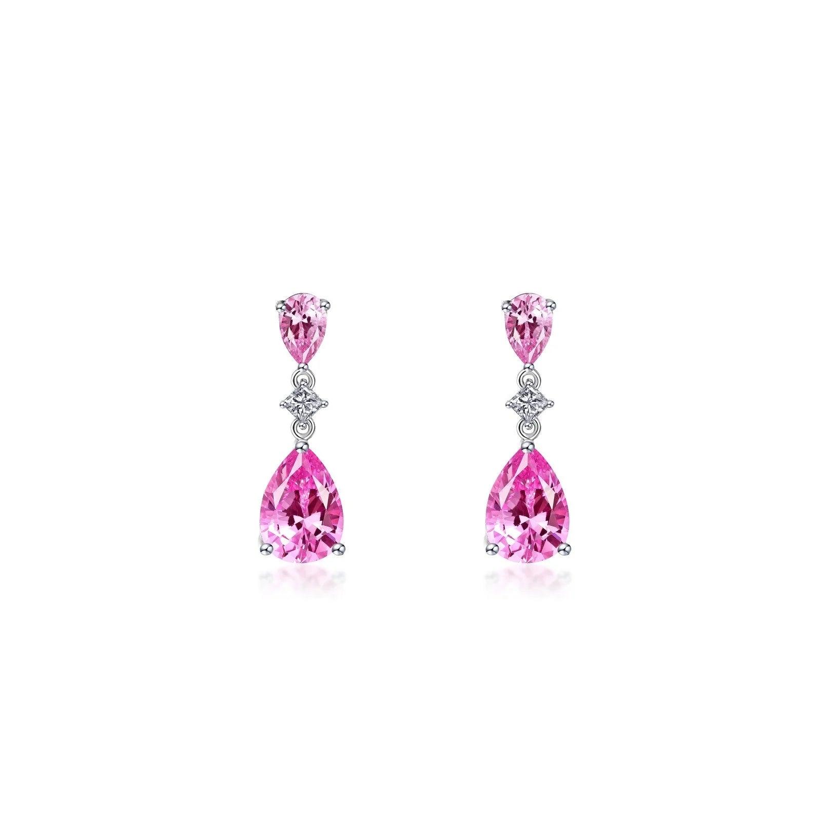 Fancy Lab-Grown Pink Sapphire Earrings