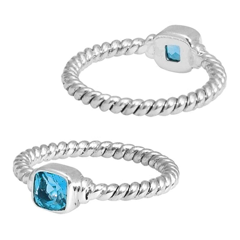Gemstone & Sterling Silver Rope Ring - Water Street Jewelers