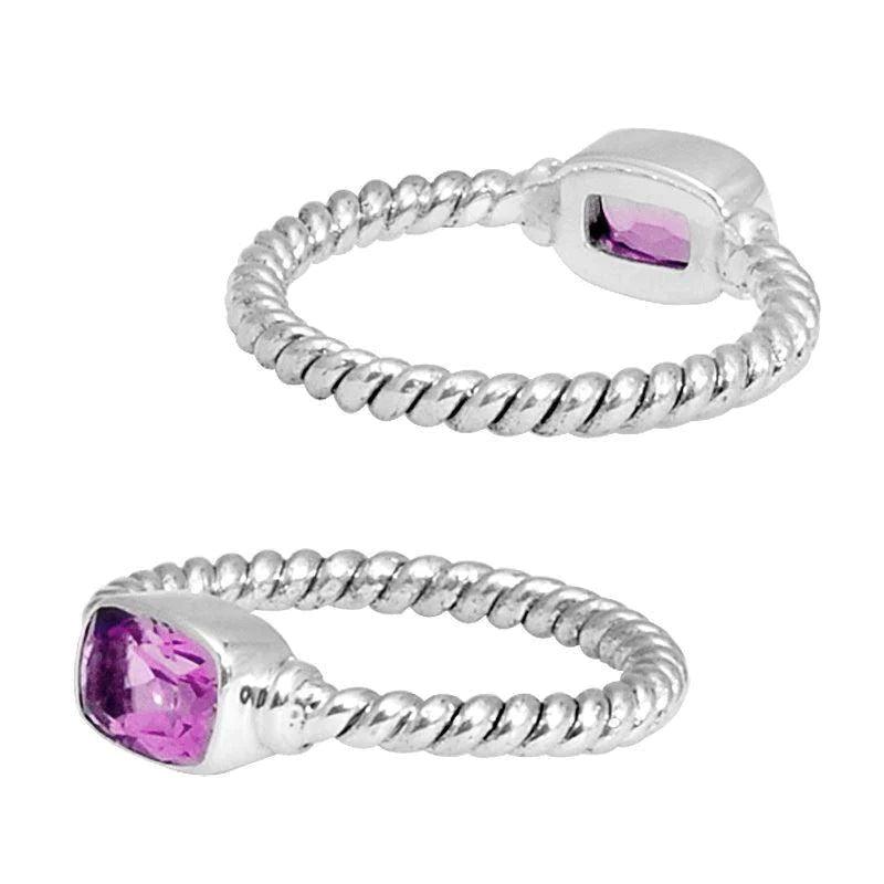 Sterling Silver and Gemstone Rope Ring