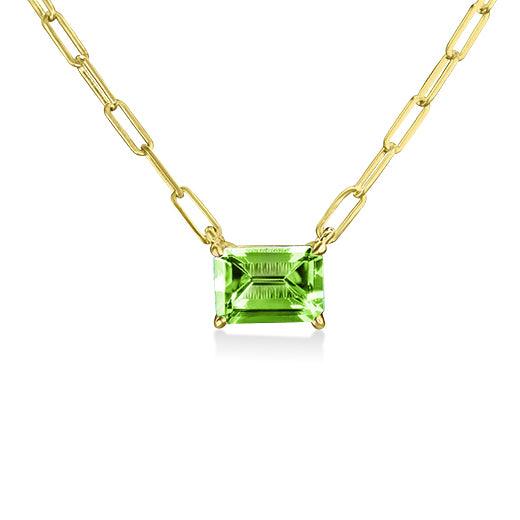 Gemstone Paper Clip Chain Necklace
