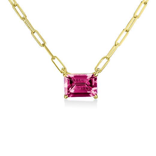 Gemstone Paper Clip Chain Necklace