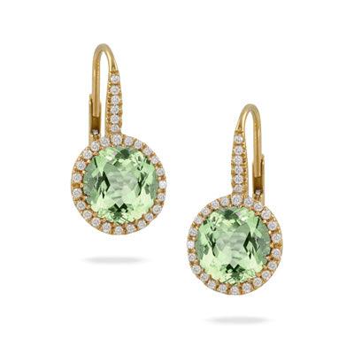Green Amethyst Diamond Earrings
