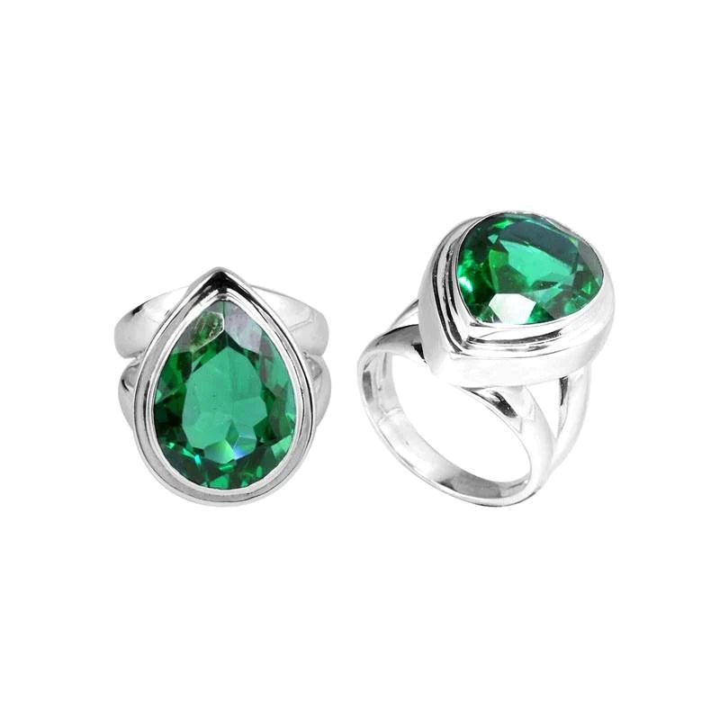 Green Quartz Sterling Teardrop Silver Ring