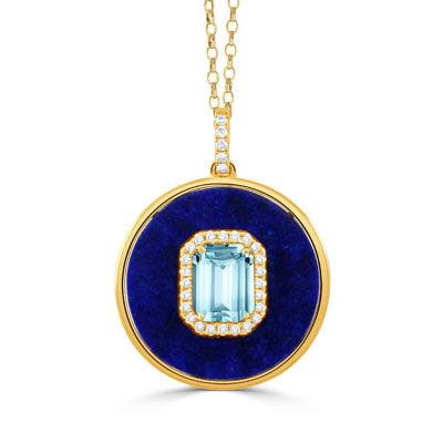 Lapis Topaz Diamond Necklace