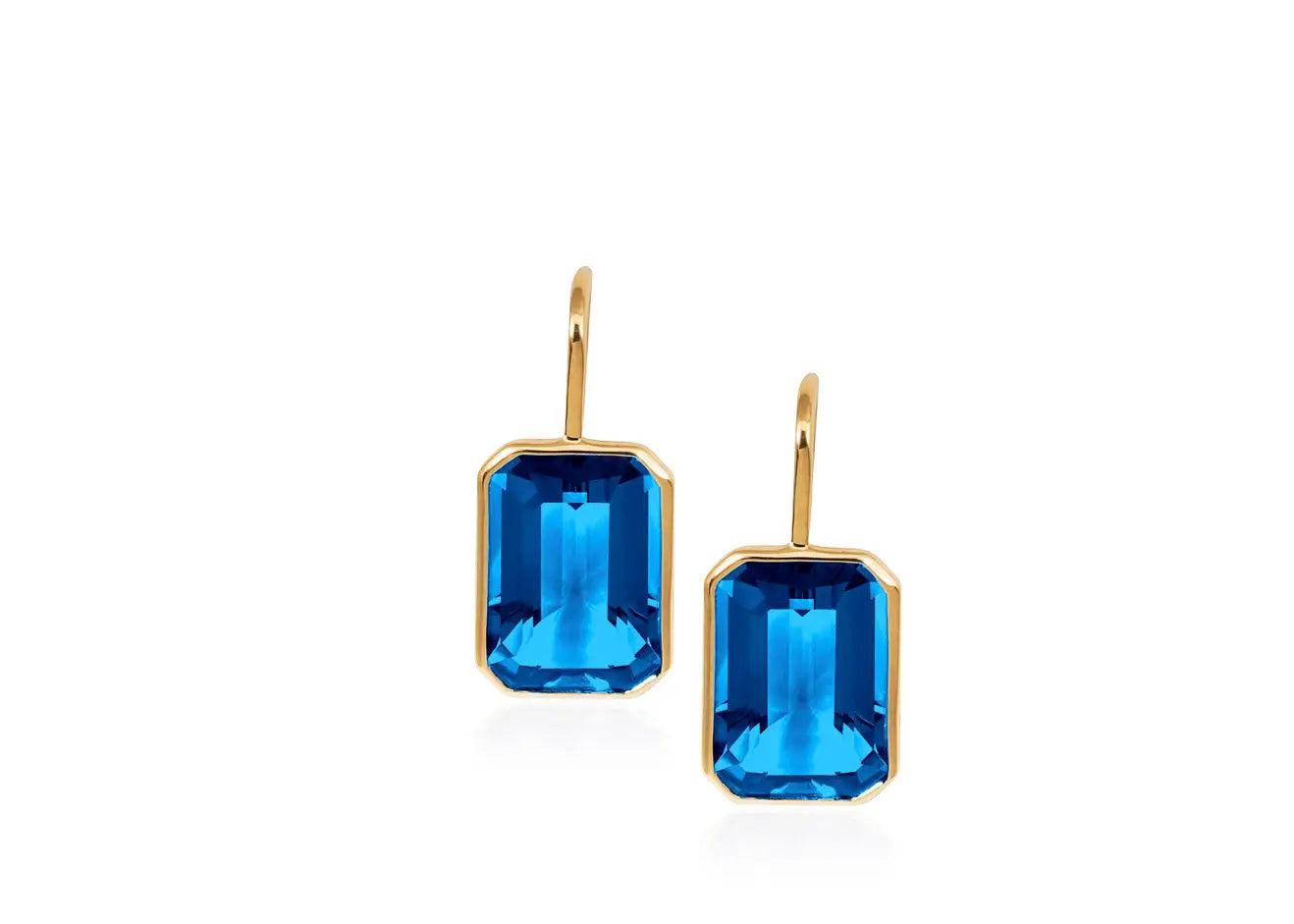 London Blue Topaz Emerald Cut Earrings