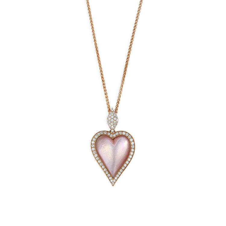 Mother of Pearl Heart Diamond Necklace