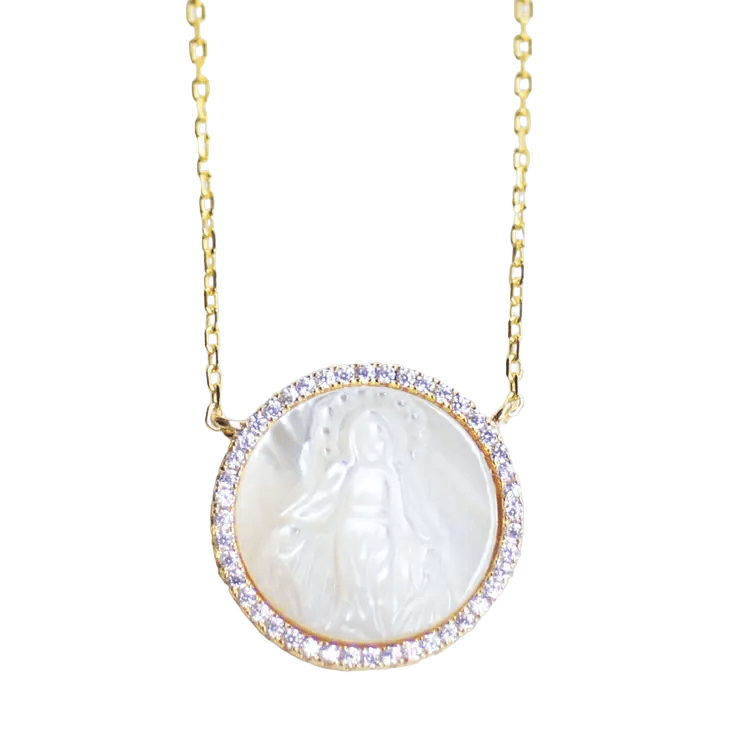 Mother of Pearl Virgin Mary Necklace