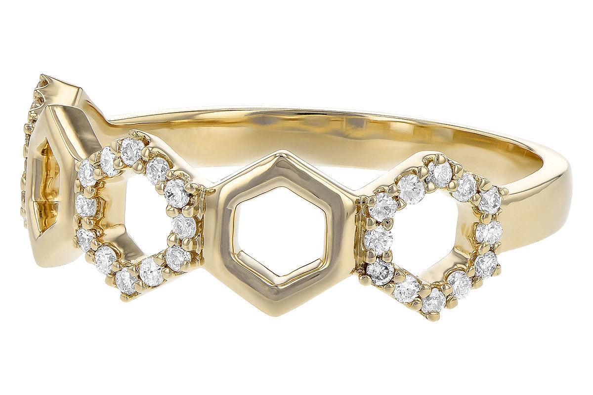 Octagonal Diamond 14KT Gold Ring