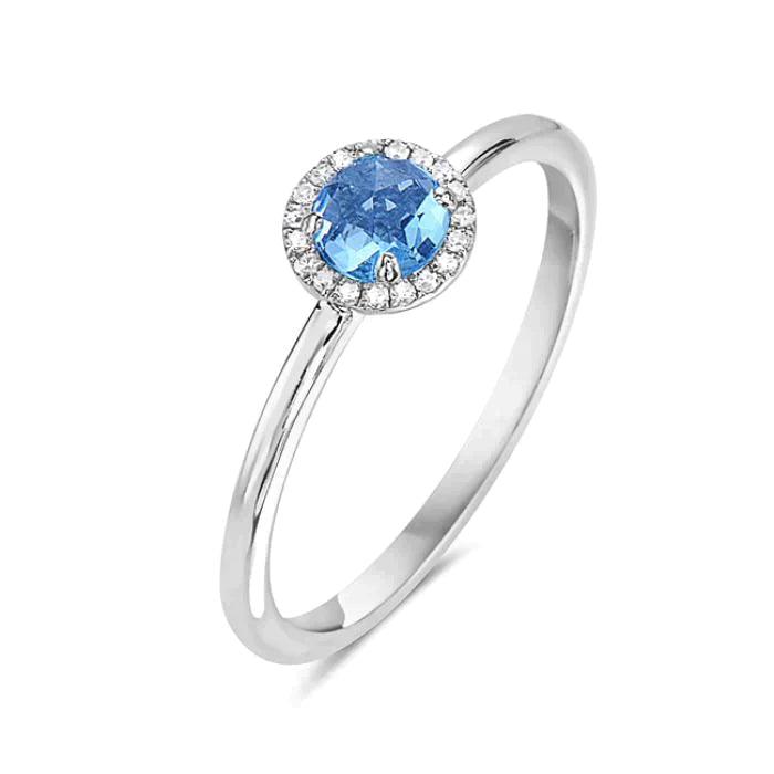 Petite Diamond & Blue Topaz Ring