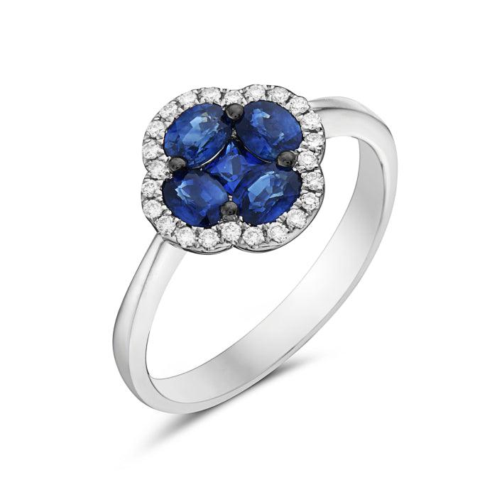 Petite Diamond & Sapphire Floral Ring
