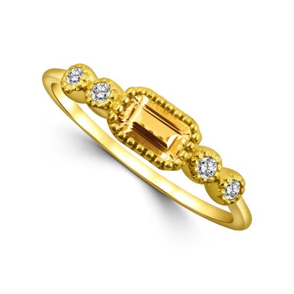 Petite Diamond Gemstone Ring