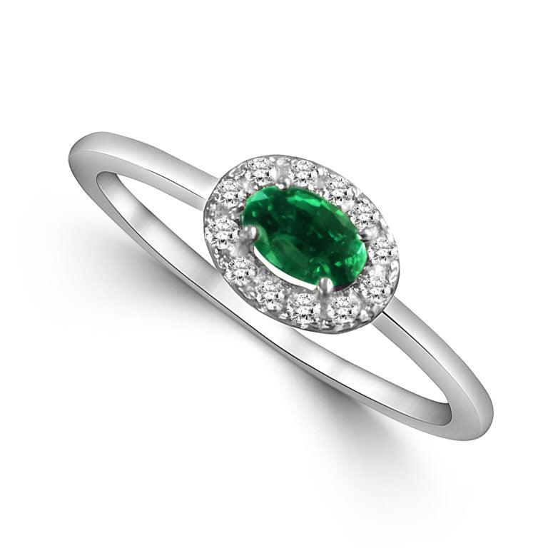 Petite Emerald Diamond Ring