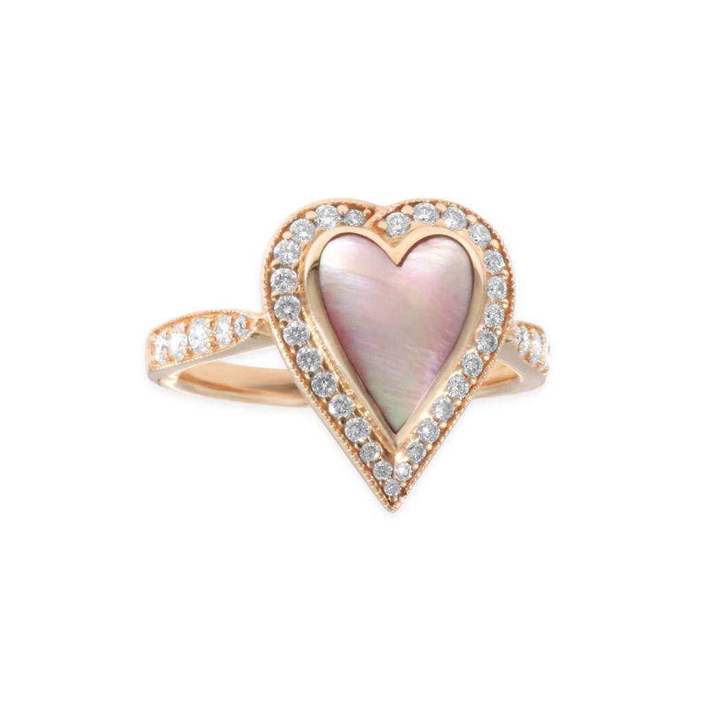 Pink Mother of Pearl Heart Ring