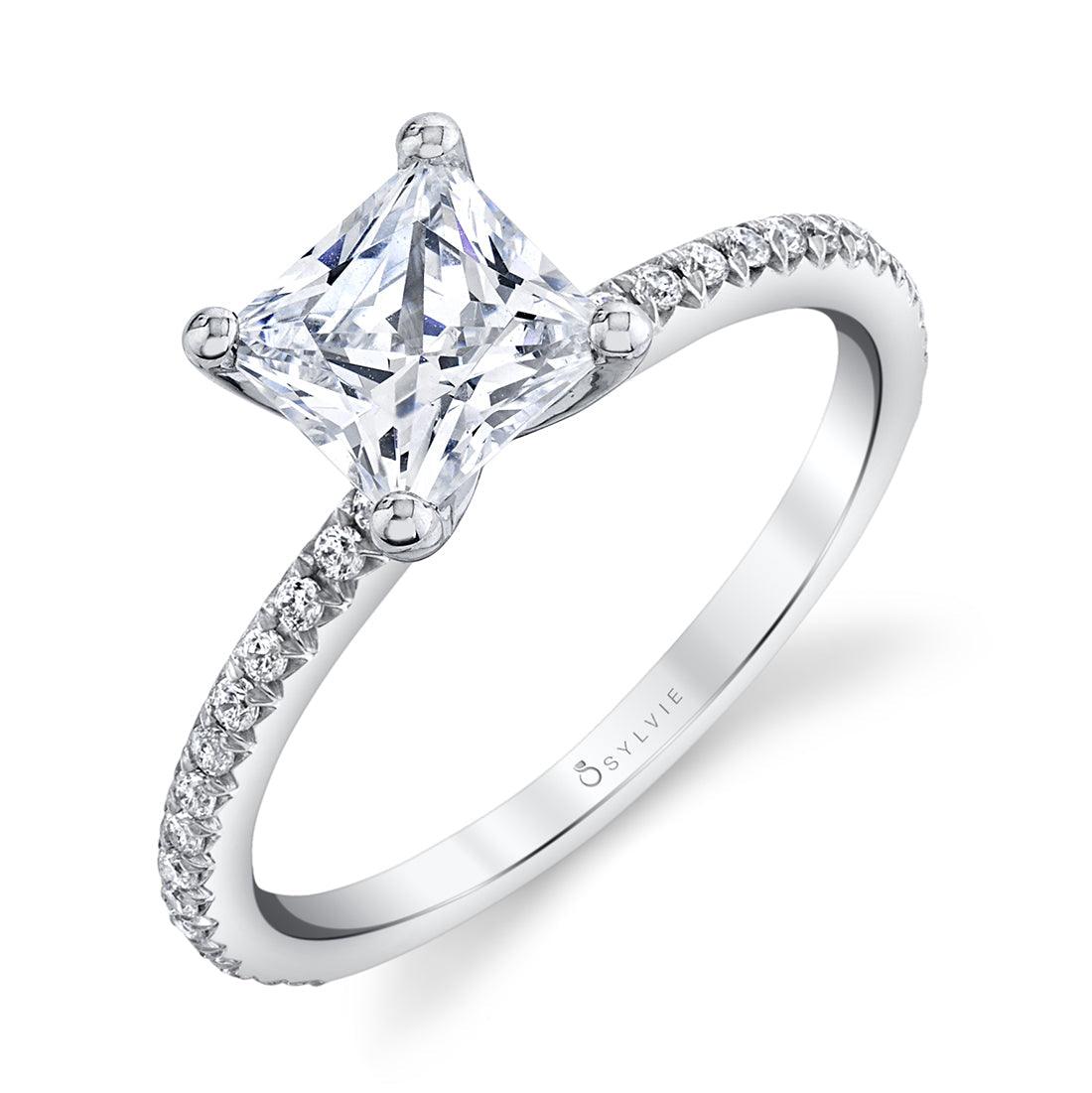 Platinum Adorlee Princess Cut Engagement Ring