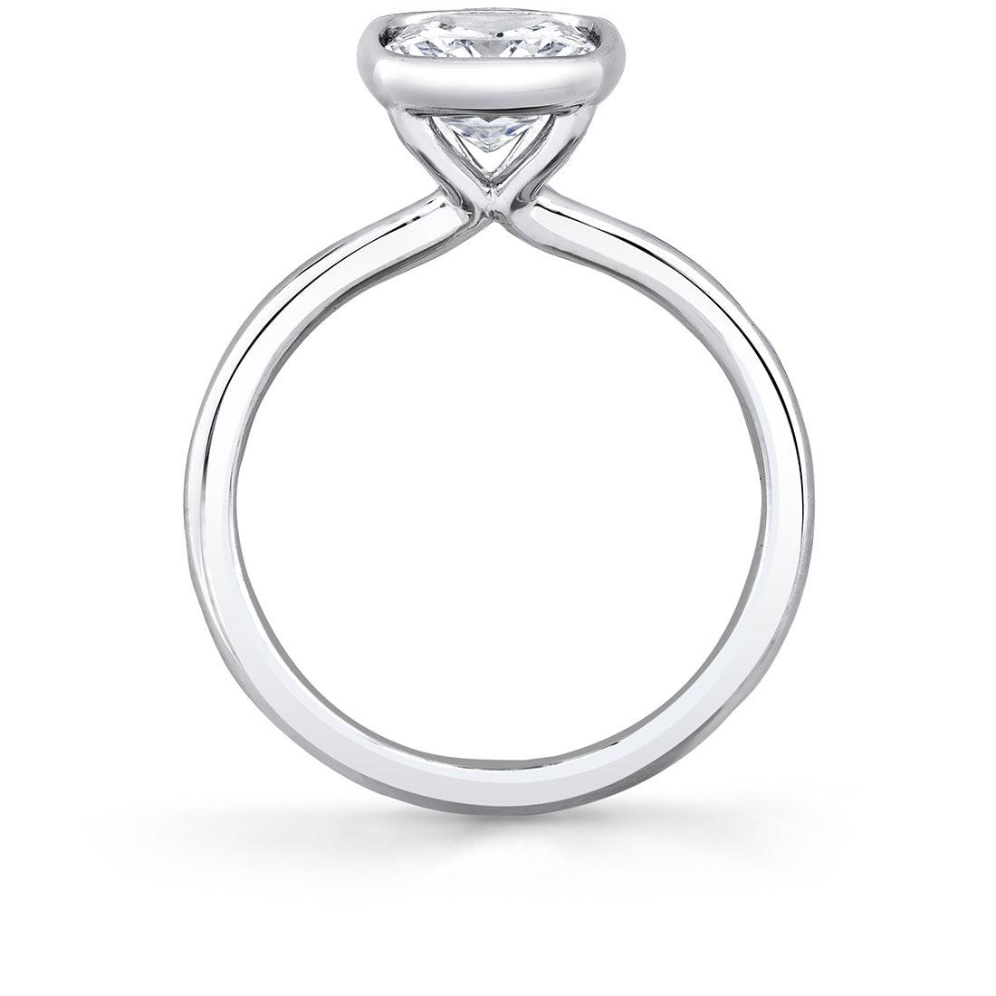 Platinum Cliodhna Cushion Cut Bezel Engagement Ring