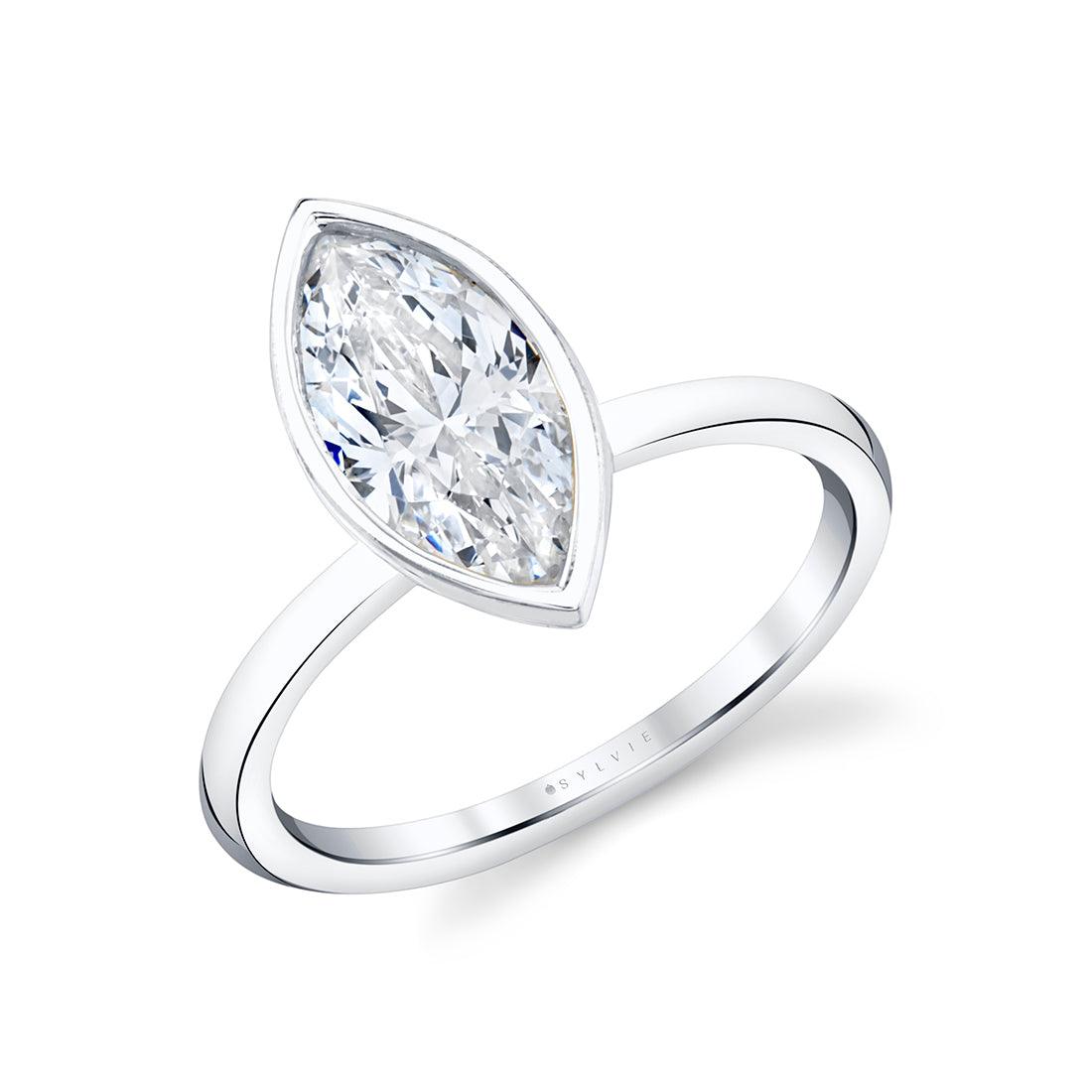 Platinum Cliodhna Marquise Bezel Engagement Ring