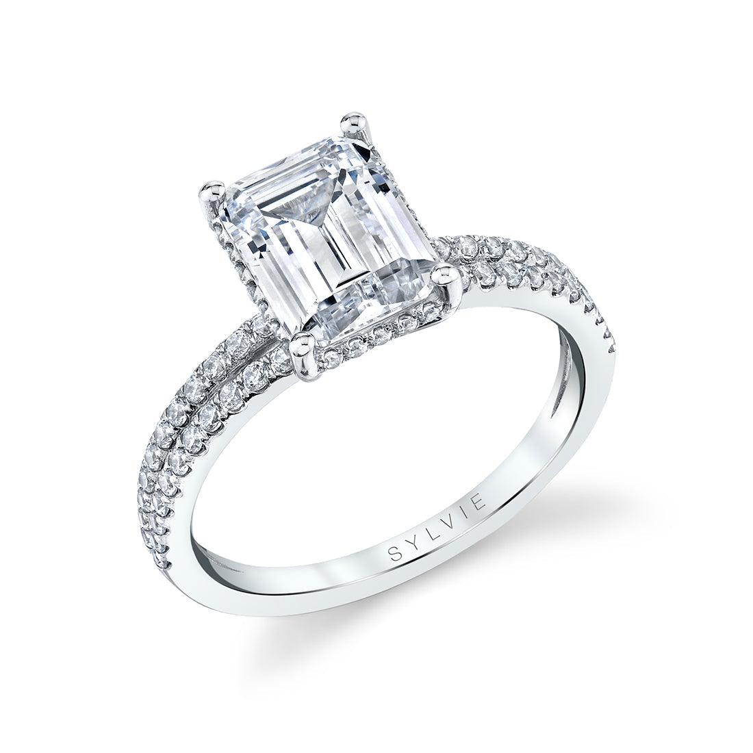 14K Halle Emerald Cut Engagement Ring