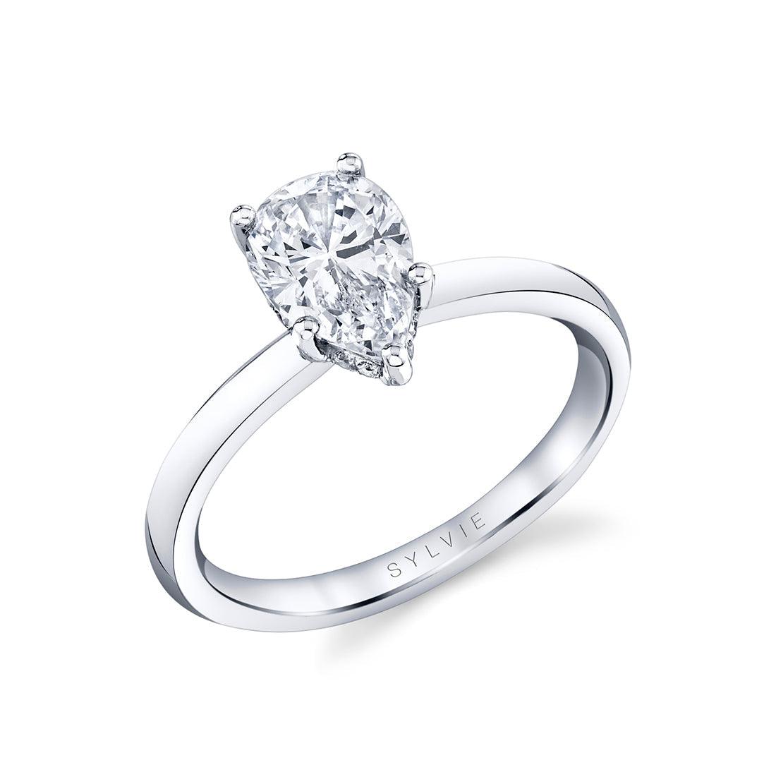 Platinum Joanna Solitaire Pear Engagement Ring - Water Street Jewelers