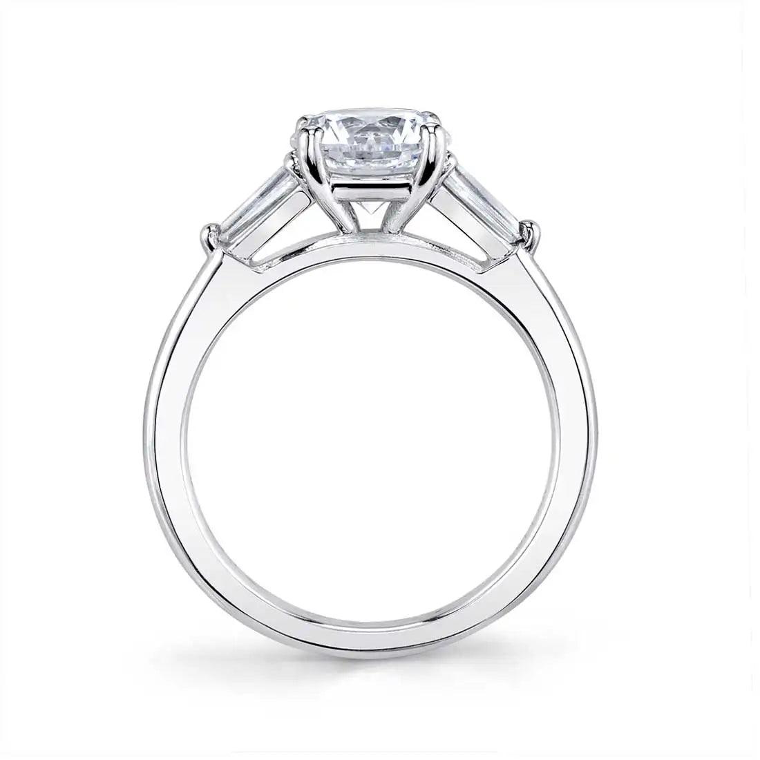 Platinum Nicolette Marquise Baguette Side Stone Engagement Ring - Water Street Jewelers